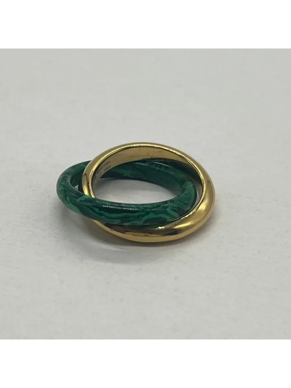 Bottega Veneta Interlocking Double Ring Malachite